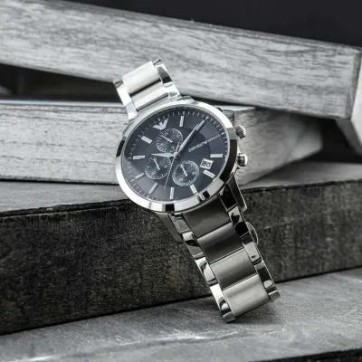 Emporio Armani Dress Renato Blue Dial Stainless Steel Watch 